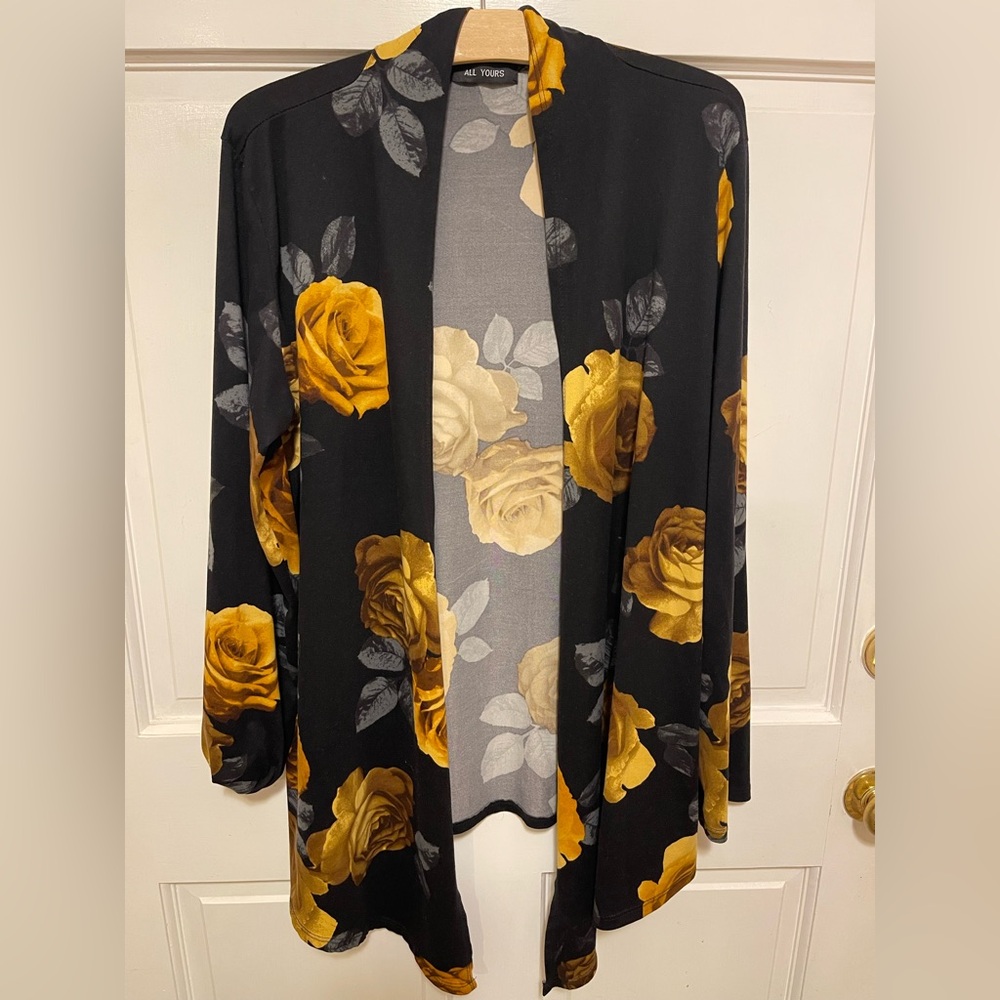 Women's Black and Gold Floral Sweater